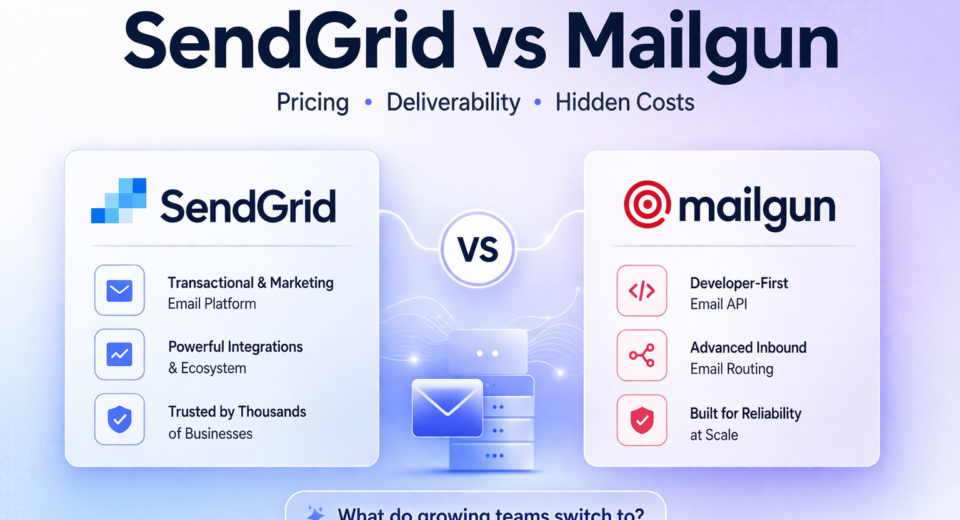 SendGrid vs Mailgun comparison showing pricing, deliverability, and hidden cost differences