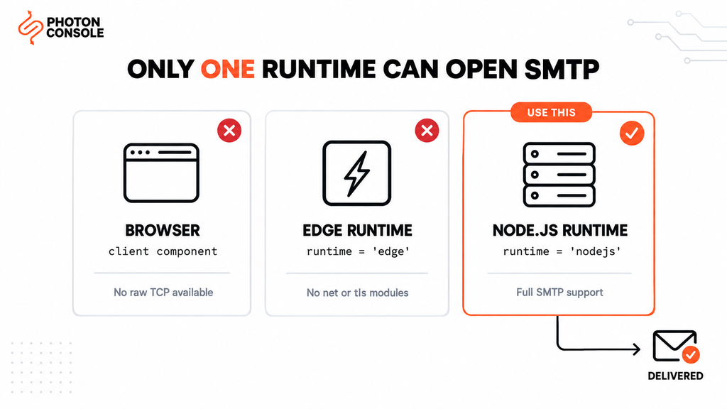Sending Email from Next.js: Server Actions, API Routes and Edge Limits